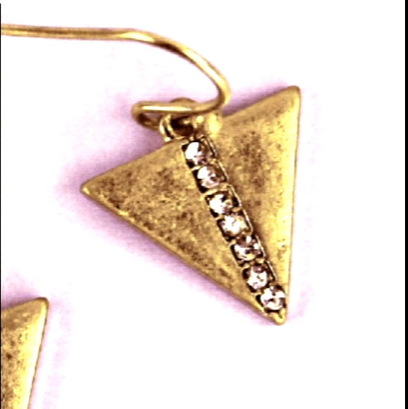 Crystal Accent Triangle Earrings Goldtone